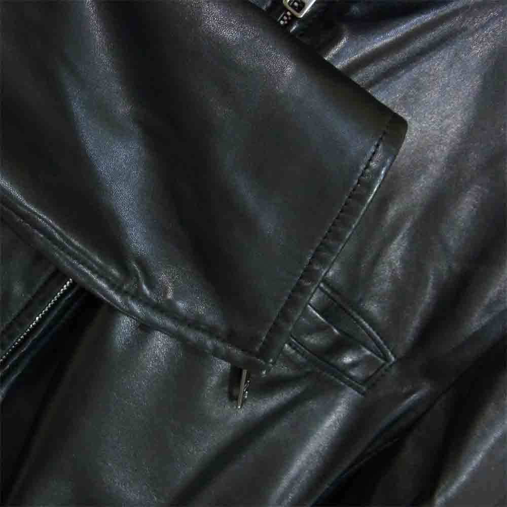 PRADA プラダ ラムレザー シングル ライダース ジャケット イタリア製 ブラック系 44【美品】【中古】