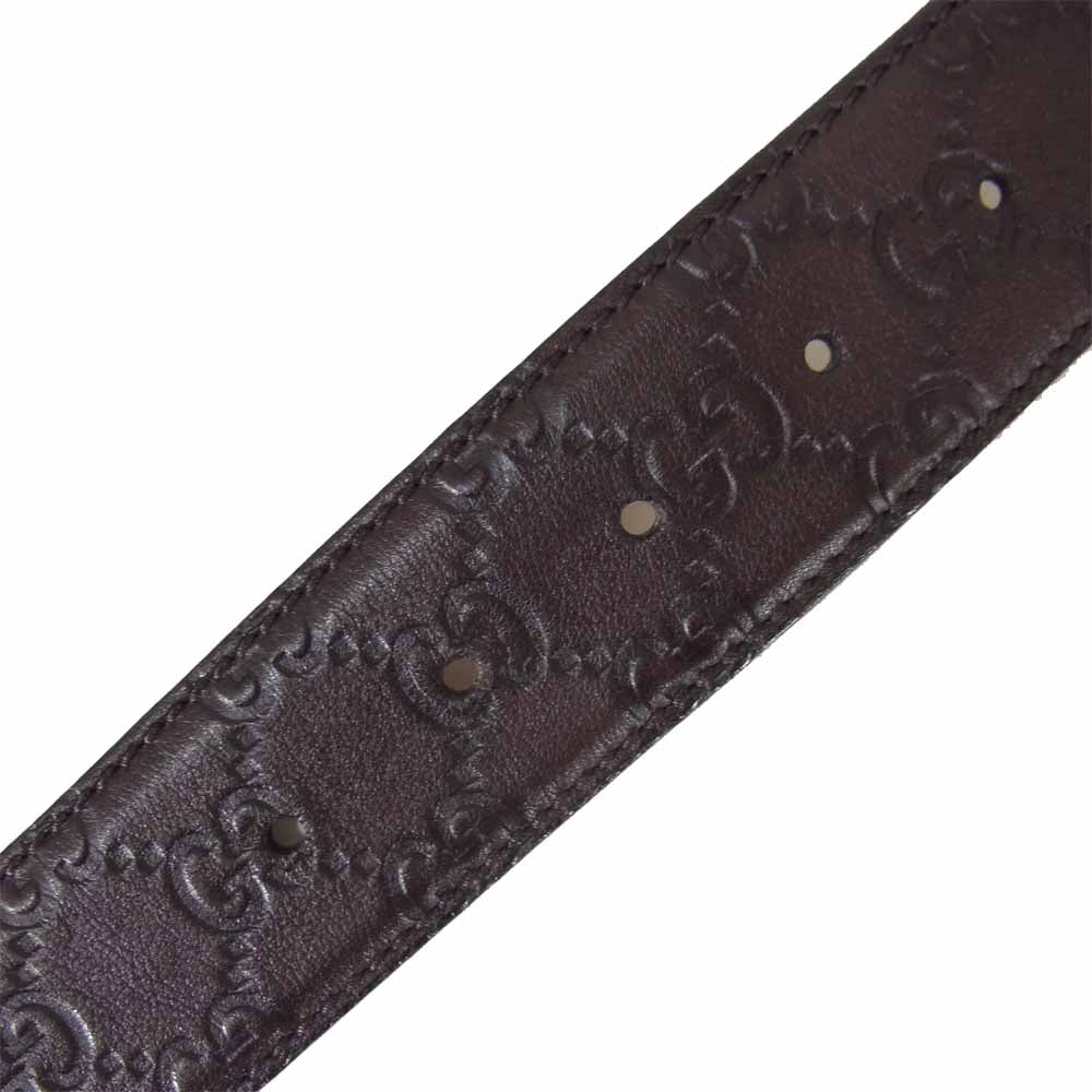 GUCCI グッチ 114984 グッチシマ GGバックル インターロッキング ベルト ブラウン系【中古】