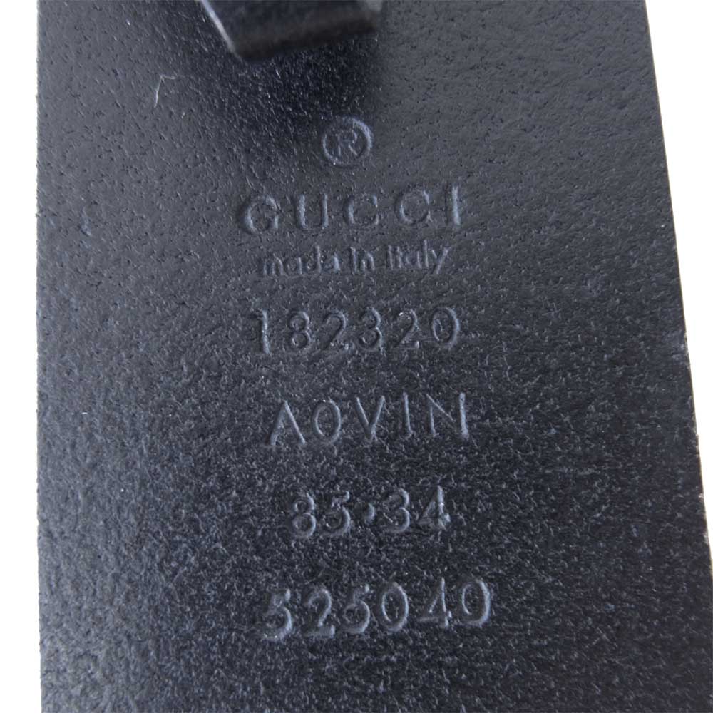 GUCCI グッチ 182320 グッチシマ GGバックル レザー ベルト ブラック系【美品】【中古】