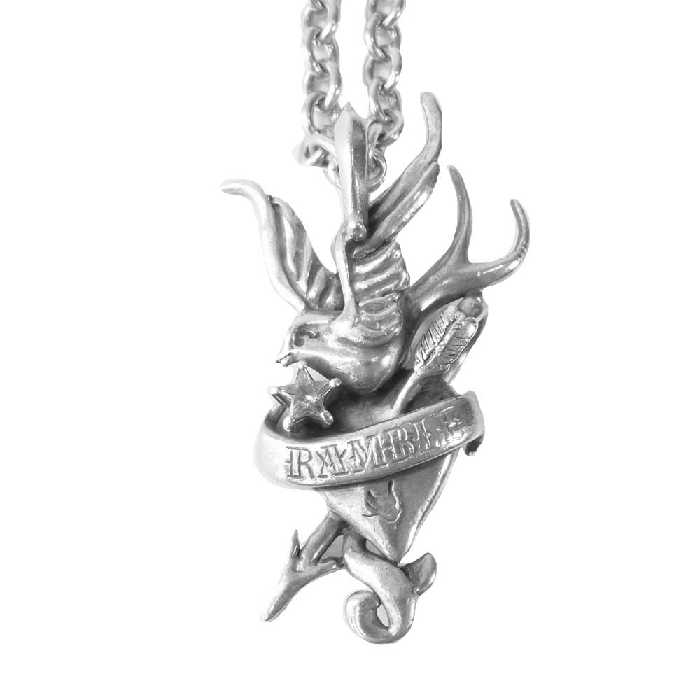 GALCIA ガルシア スワロー ハート ネックレス シルバー系【中古 