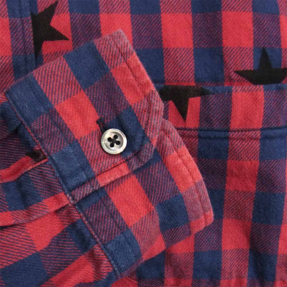 SOPHNET. ソフネット SOPH-167060 STAR CHECK SHIRT スター コットン チェック シャツ ボタンダウン レッド系 L【中古】