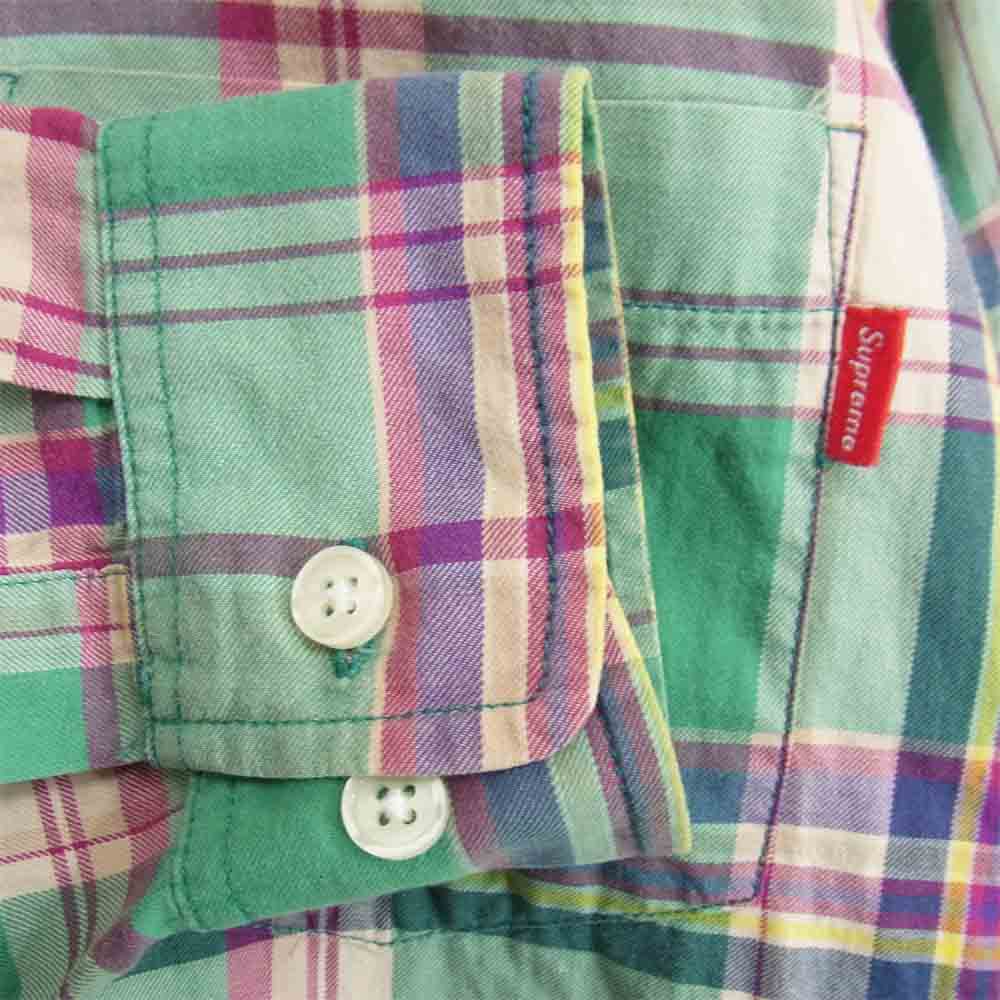 Supreme シュプリーム ボタンダウン チェック シャツ グリーン系 M【中古】