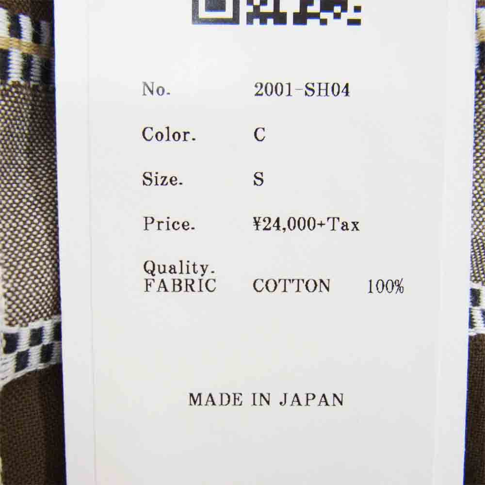 クオン 2001-SH04 HALF SLEEVES SHIRT 吉野格子 半袖シャツ ブラウン系 S【新古品】【未使用】【中古】