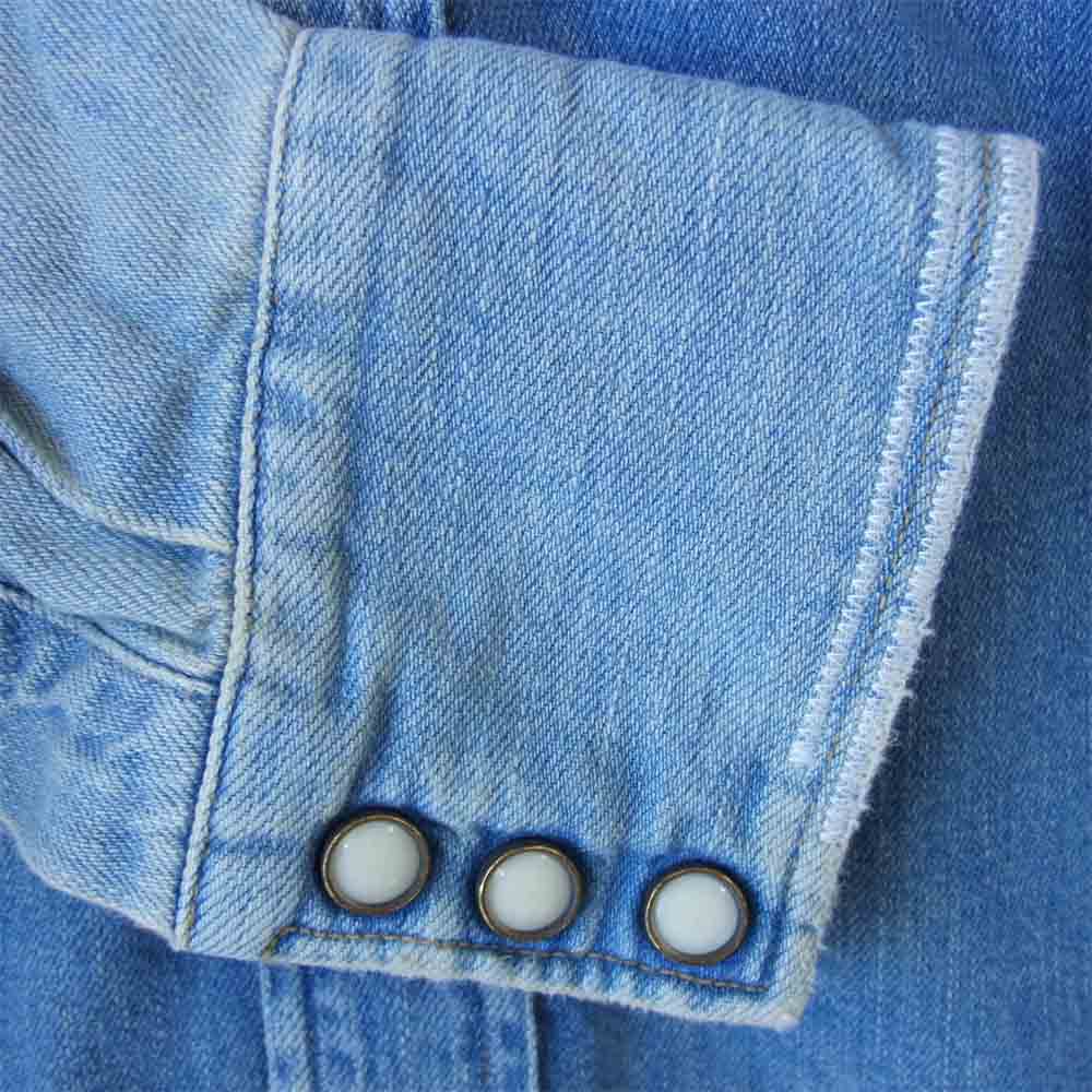 HYSTERIC GLAMOUR ヒステリックグラマー 02191AH10 刺繍 USED加工 デニム 長袖 ウエスタン シャツ インディゴブルー系 S【新古品】【未使用】【中古】