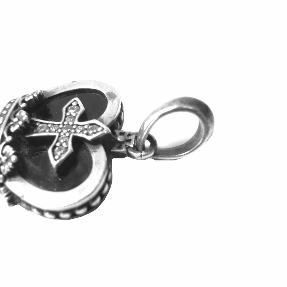 Justin Davis ジャスティンデイビス SPJ486 BLACK HEART ハート ペンダント シルバー系【中古】