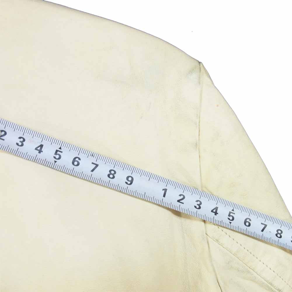 Salvatore Ferragamo サルヴァトーレフェラガモ SS10 ラムレザー 羊革 シングル ライダース ジャケット オフホワイト系 48【新古品】【未使用】【中古】