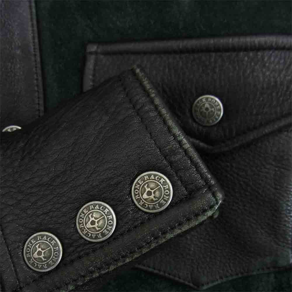 BACKBONE バックボーン 2922 スエード 切替 ウエスタンレザージャケット グリーン系 S【中古】