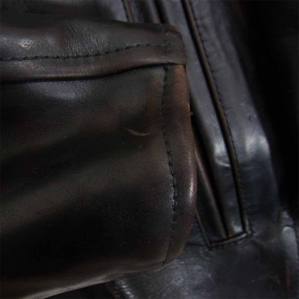 AERO LEATHER エアロレザー 茶芯 HALF BELT HORSEHIDE ハーフベルト ホースハイド ライダース ジャケット ブラック系 34【中古】