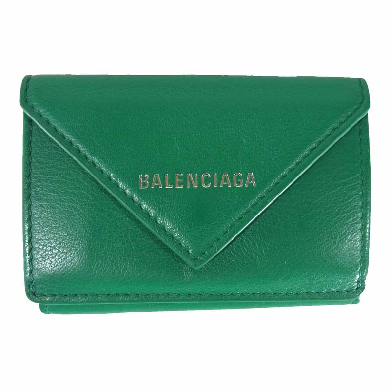 新品 BALENCIAGA バレンシアガ グリーン ミニ ウォレット 財布 - 折り財布