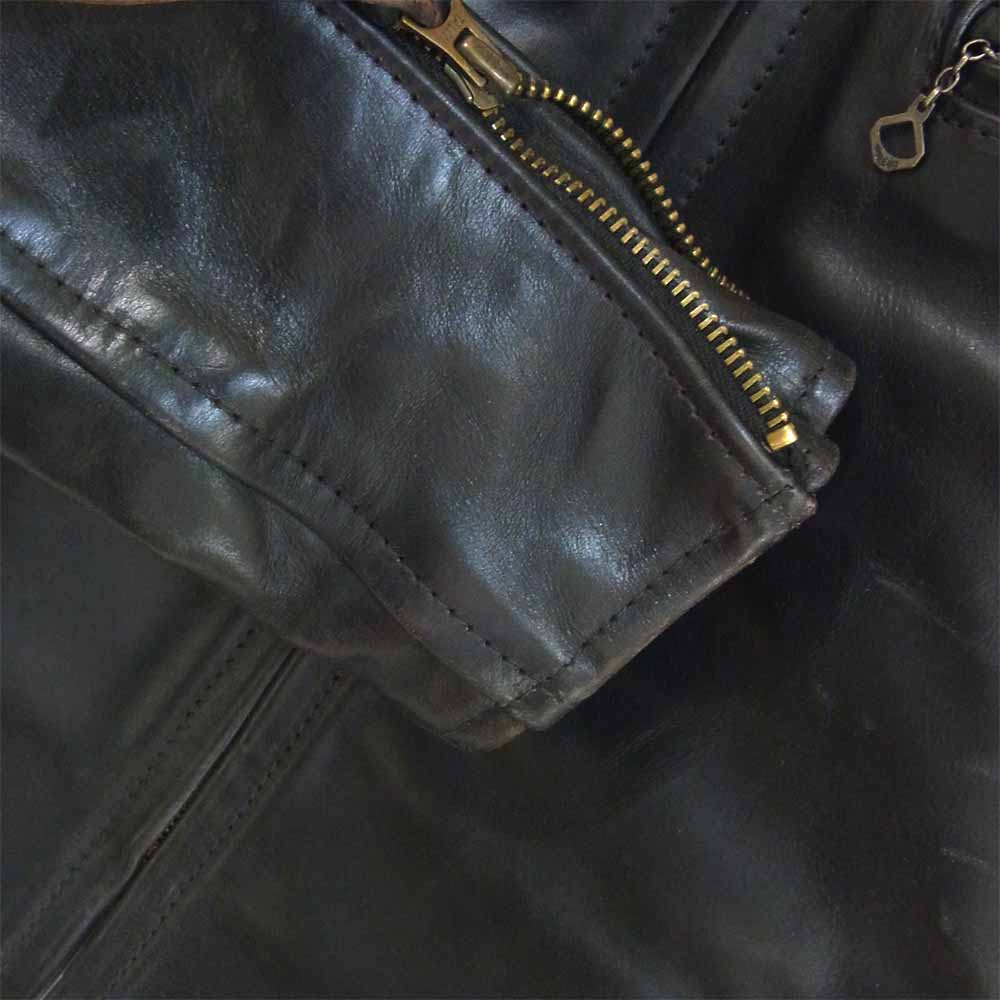 AERO LEATHER エアロレザー ホースハイド レザー lochcarron チェック裏 ライダース ジャケット ブラック系 32【中古】