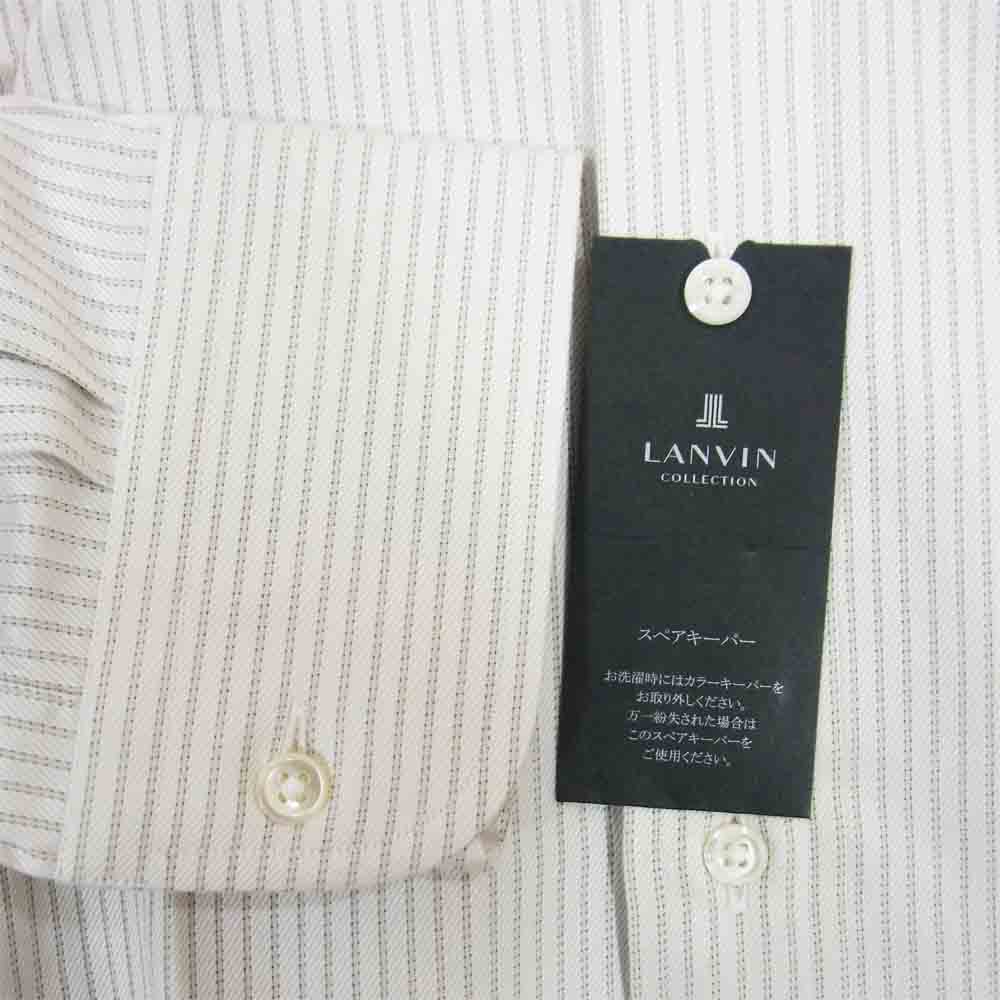 LANVIN ランバン レギュラー カラー ストライプ 長袖 シャツ ホワイト系 39~92【新古品】【未使用】【中古】