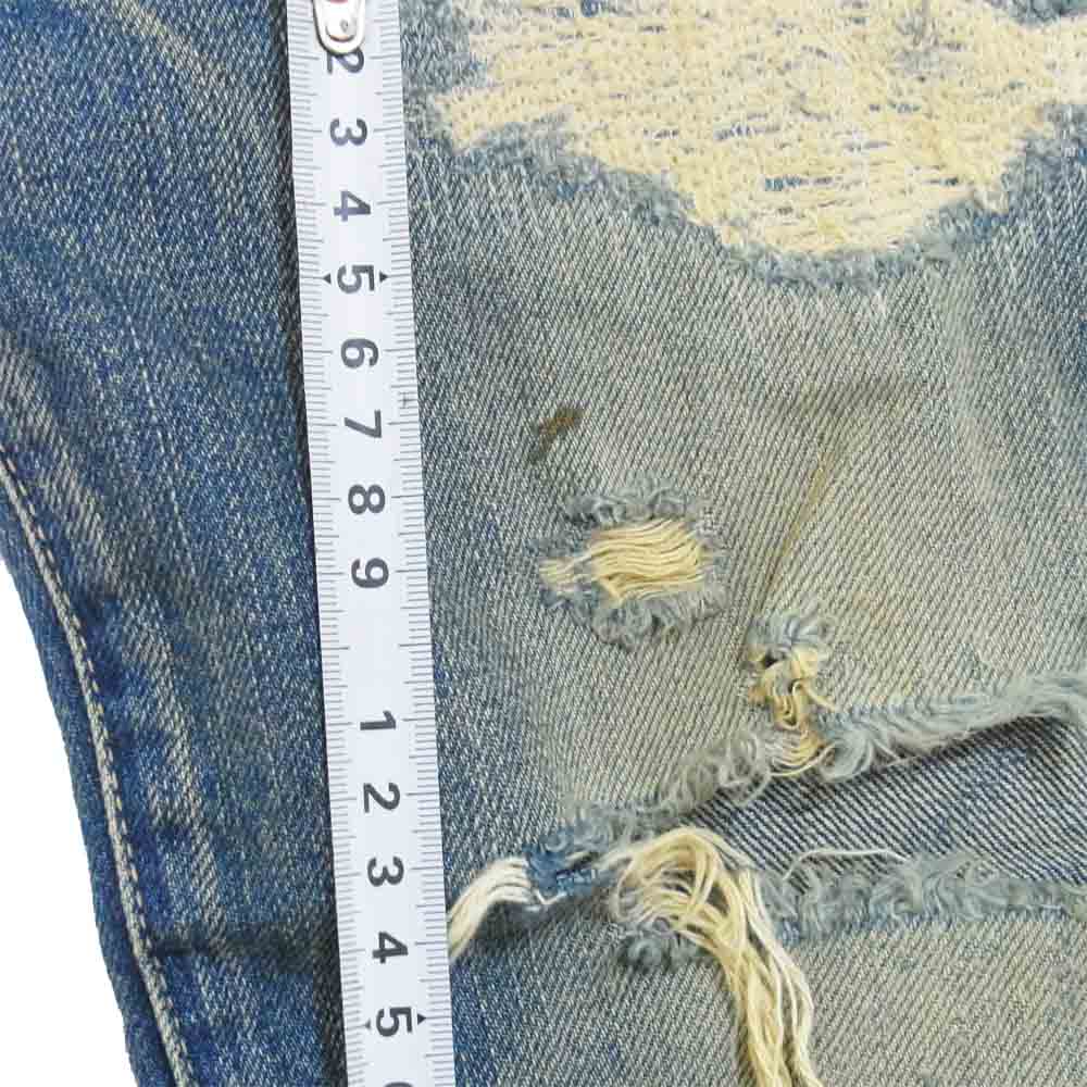 HYSTERIC GLAMOUR ヒステリックグラマー 4AP-2124 クラッシュ リペア加工 スタッズ デニムパンツ インディゴブルー系 34【中古】