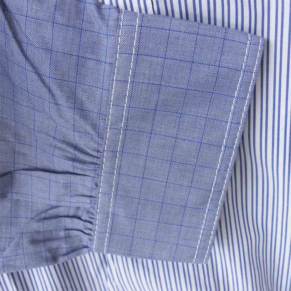 JUNYA WATANABE COMME des GARCONS ジュンヤワタナベコムデギャルソン 20AW WF-B004 多素材切り替え ストライプ シャツ ブルー系 L【新古品】【未使用】【中古】
