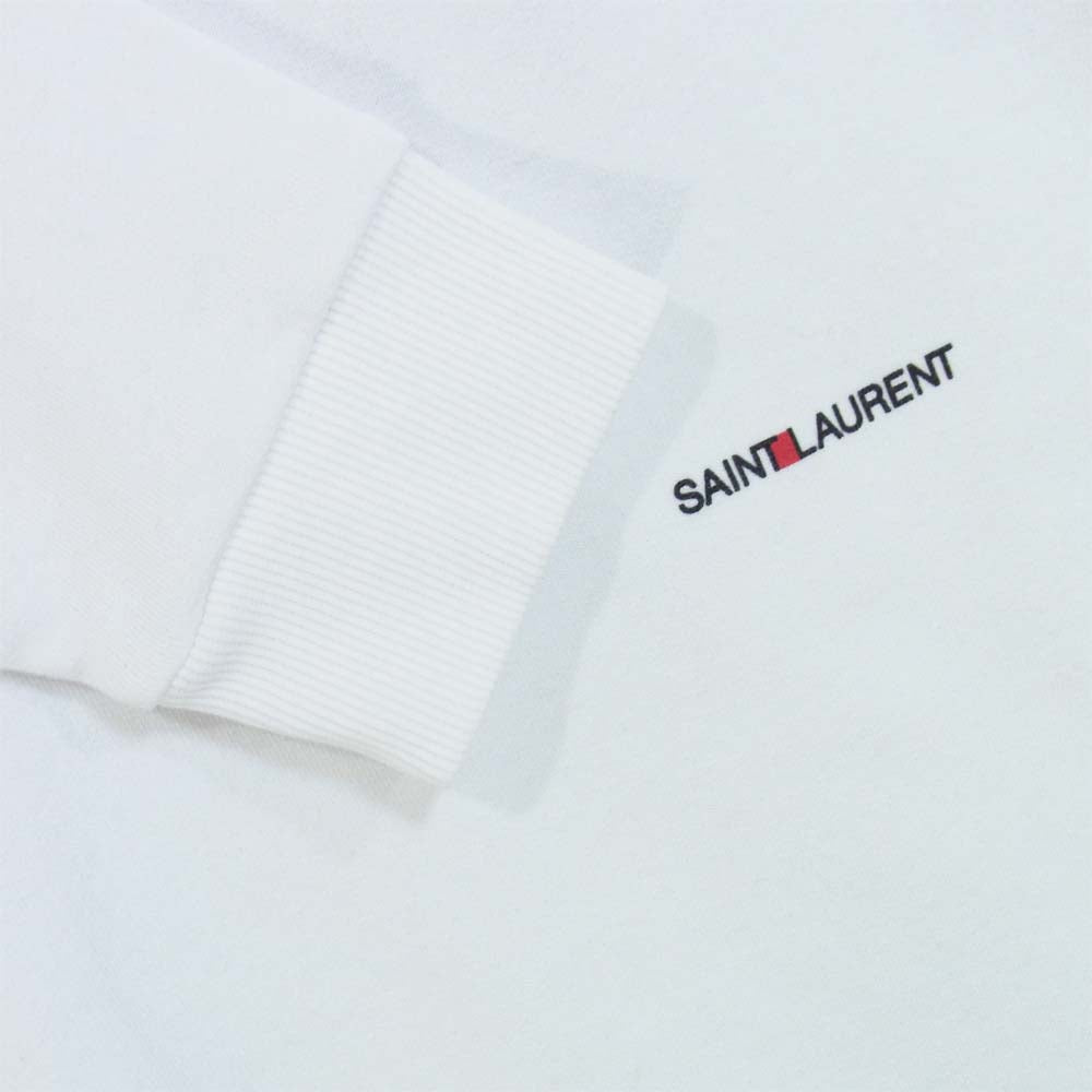 SAINT LAURENT サンローラン 464581 YB2PG シグニチャー クロップ ロゴプリント パーカー ホワイト系 L【美品】【中古】