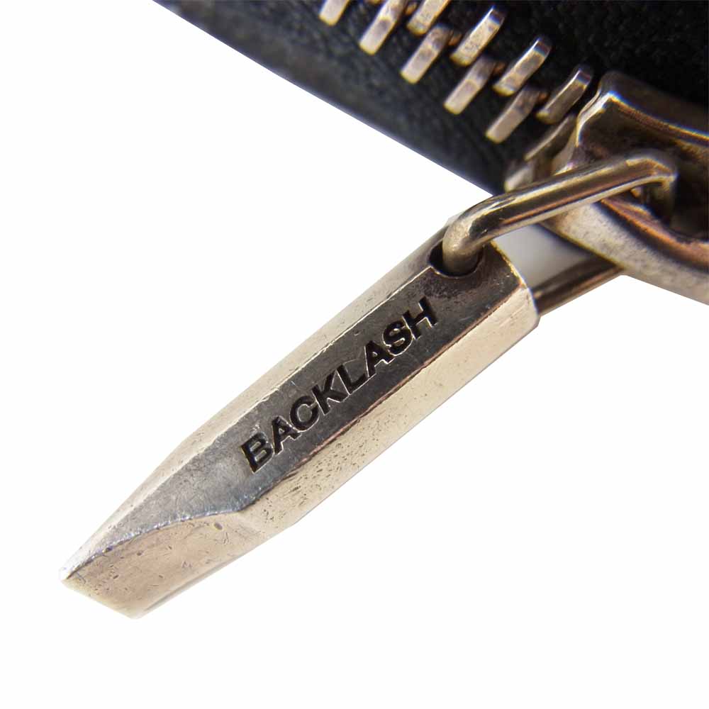 バックラッシュ the line T-122 オイルクロコ メッシュ ラウンドZIP ウォレット 長財布 ブラック系【中古】