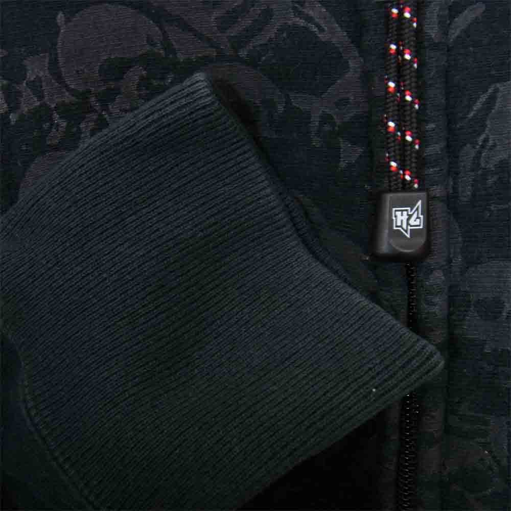 HYSTERIC GLAMOUR ヒステリックグラマー 4CF-0593 スカル 総柄 ジップ パーカー ブラック系 L【中古】