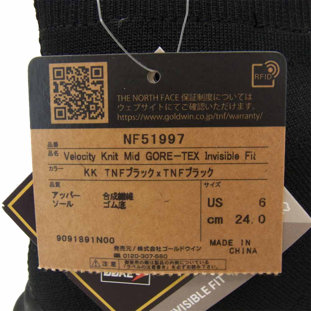 THE NORTH FACE ノースフェイス NF51997 Velocity Knit Mid GORE-TEX Invisible Fit ベロシティニットミッドゴアテックスインビジブルフィット ブラック系 24cm【新古品】【未使用】【中古】
