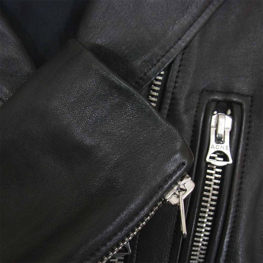 ACNE STUDIOS アクネストゥディオズ MOCK PAW14 ラムレザー ダブル ラオダース ジャケット ブラック系 34【中古】