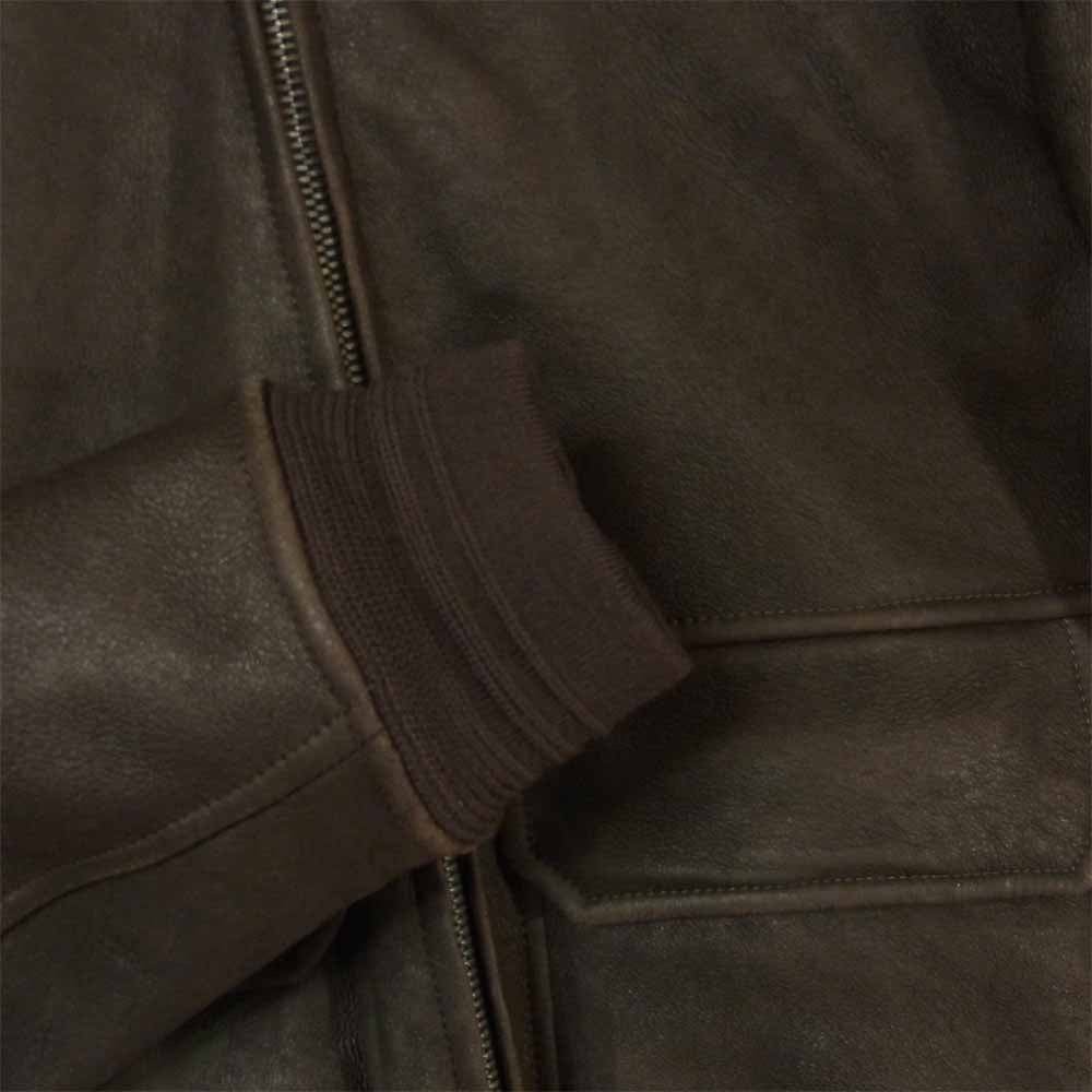 Dunhill ダンヒル 国内正規品 総ムートン ファー 毛皮 フライト ジャケット イタリア製 ダークブラウン系 S【中古】