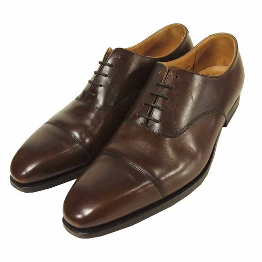 クロケット&ジョーンズ HALLAM 内羽根 ストレート チップ レザー ドレス シューズ ブラウン系 7E【中古】