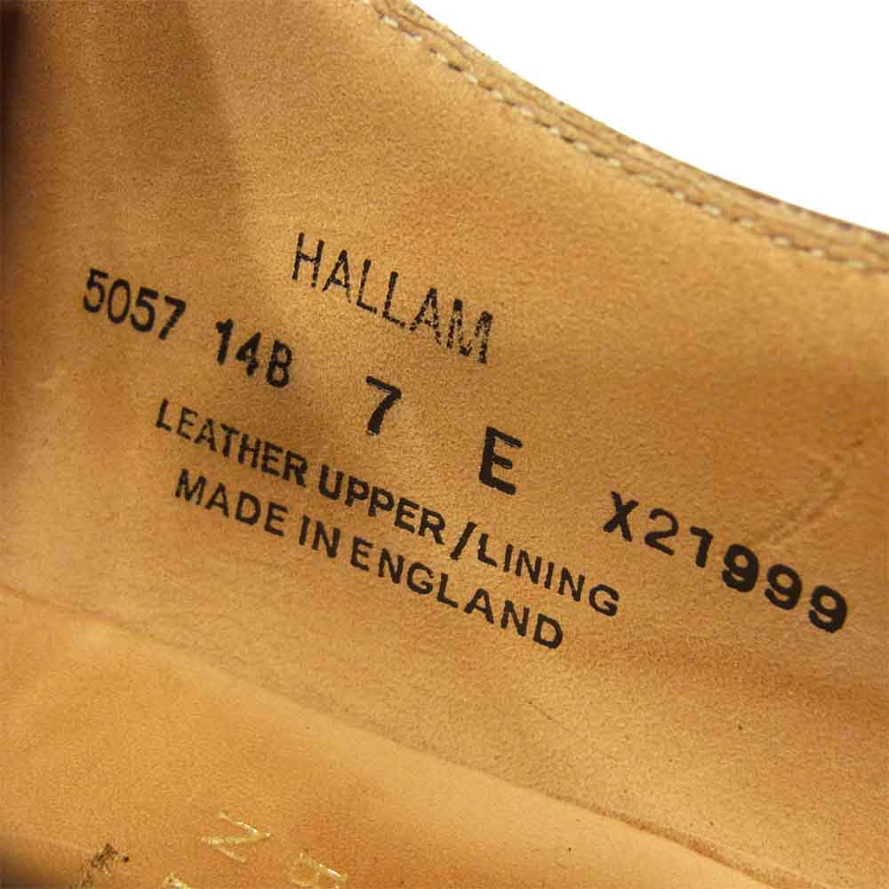 クロケット&ジョーンズ HALLAM 内羽根 ストレート チップ レザー ドレス シューズ ブラウン系 7E【中古】