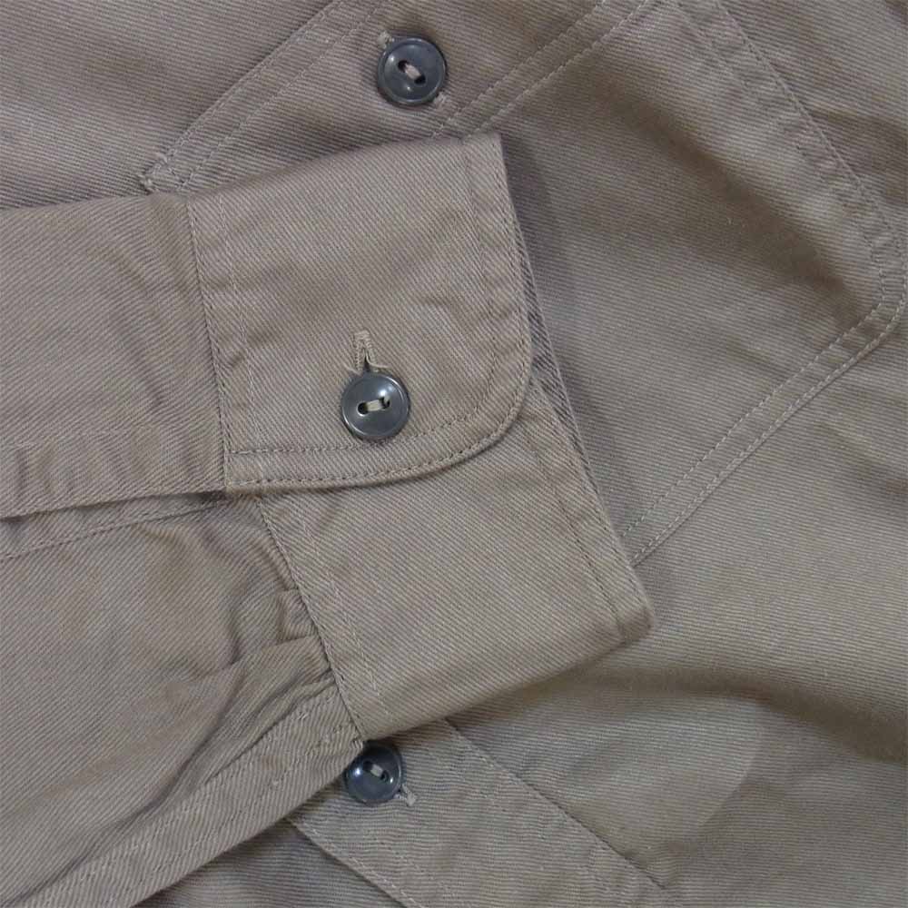 AT LAST アットラスト マチ付き ネコ目ボタン ワークシャツ 胸ポケット 長袖シャツ グレー系 14【中古】