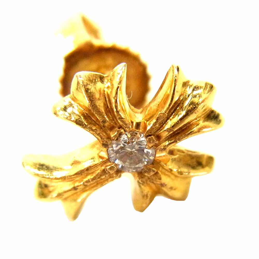 CHROME HEARTS クロムハーツ(原本無) 22K CHクロススタッド 1ダイヤ ピアス ゴールド系【中古】