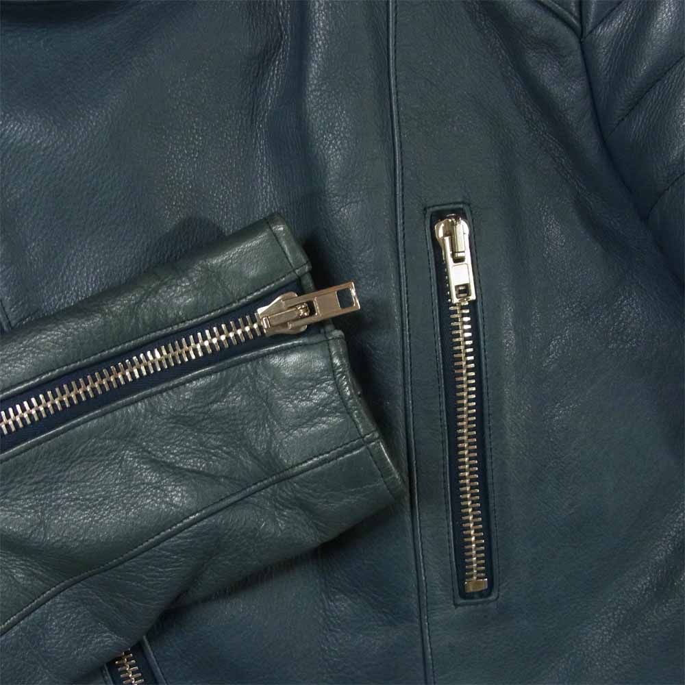 UNUSED アンユーズド US0498 中綿 シンサレート カウレザー セミダブル ライダース ジャケット ブルー系 2【中古】