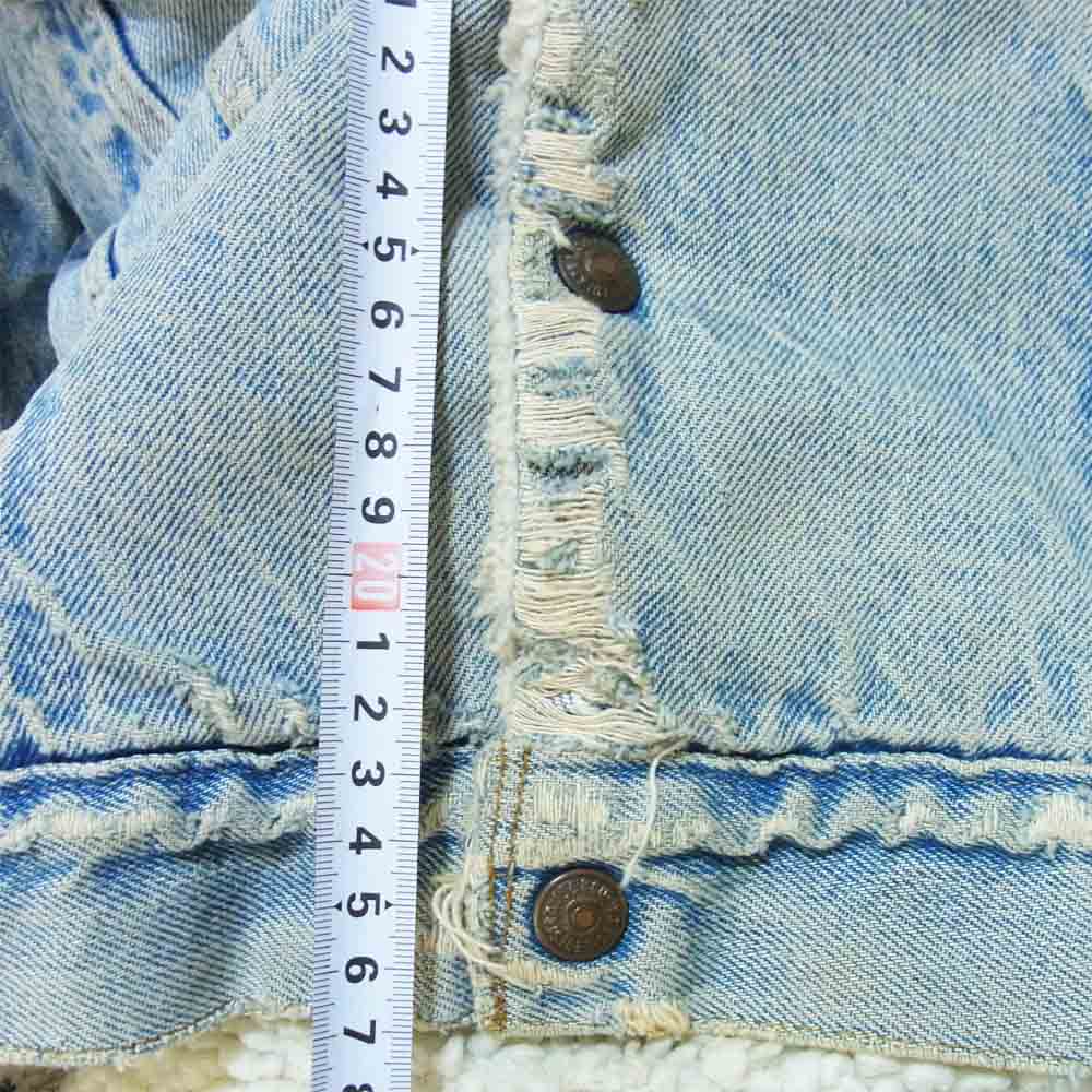 Levi's リーバイス 70s ボア デニム ジャケット USA製 デニムジャケット ダメージ ブルー系 42【中古】