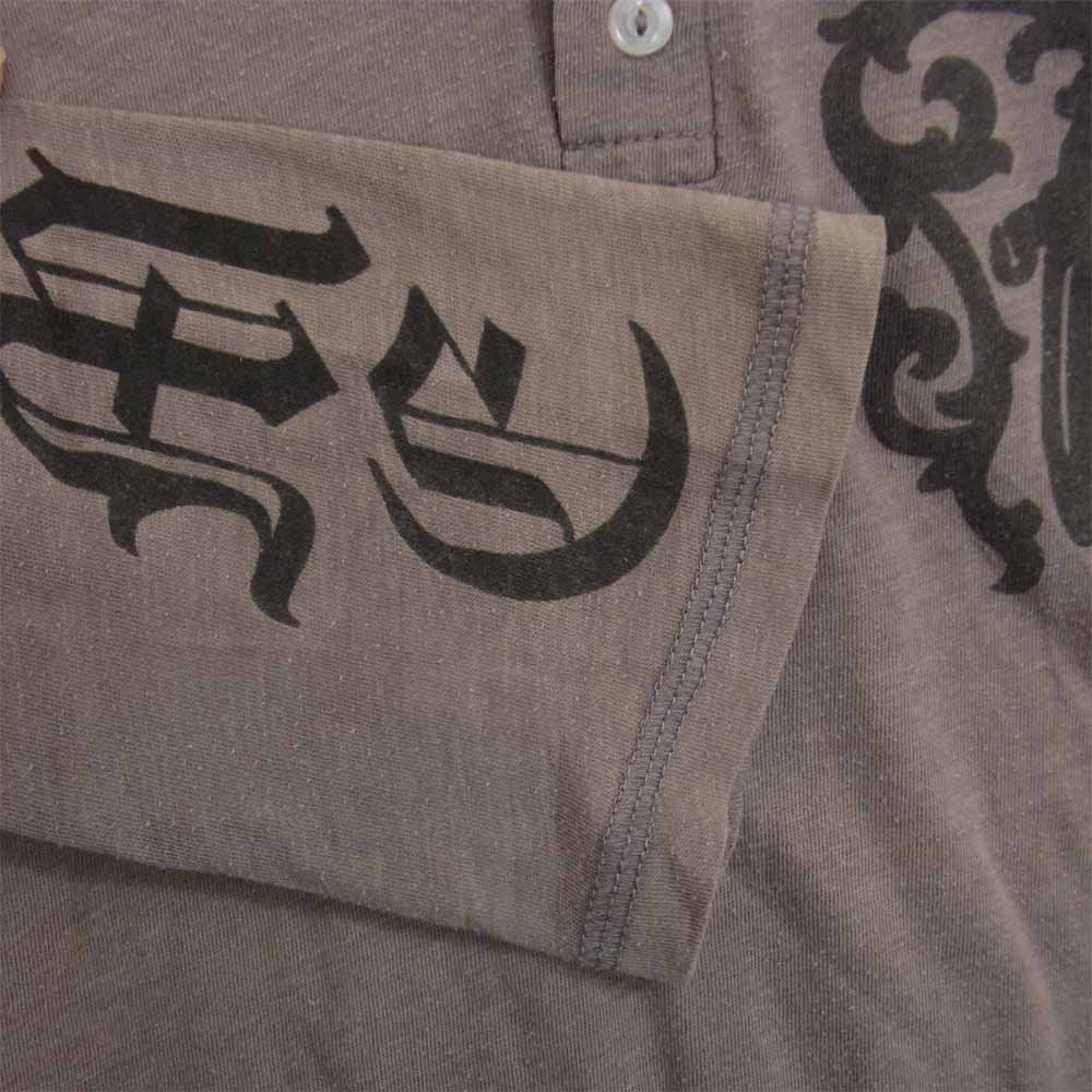 CHROME HEARTS クロムハーツ(原本無) 国内正規品 USA製 ヘンリーネック ダガー クロス プリント カットソー グレー系 M【中古】