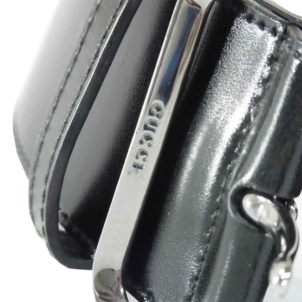 GUCCI グッチ ロゴプレート ワイド ベルト 037219416497028 イタリア製 ブラック系【美品】【中古】