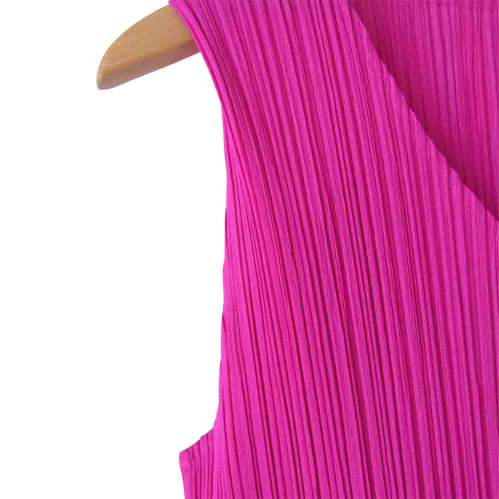 PLEATS PLEASE プリーツプリーズ PP13-JH610 ISSEY MIYAKE イッセイミヤケ プリーツ加工 マキシ丈 ノースリーブ ワンピース ネオンピンク ピンク系 2【美品】【中古】