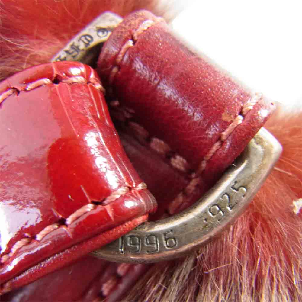 CHROME HEARTS クロムハーツ(原本無) ファー ミニ トートバッグ 赤×ベージュ【中古】
