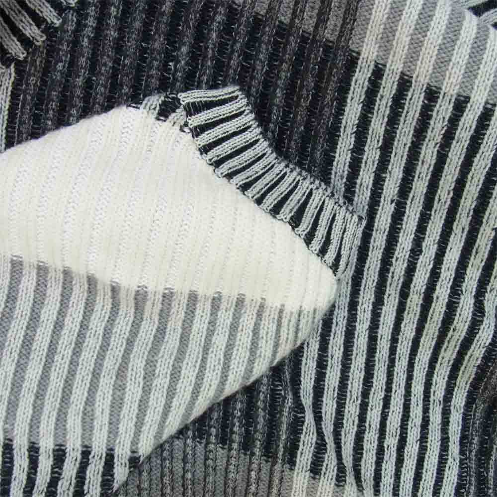 ISSEY MIYAKE イッセイミヤケ IM54KN507 バイアスリブ ドルマンスリーブ タートルネック ニット 黒白系 2【美品】【中古】