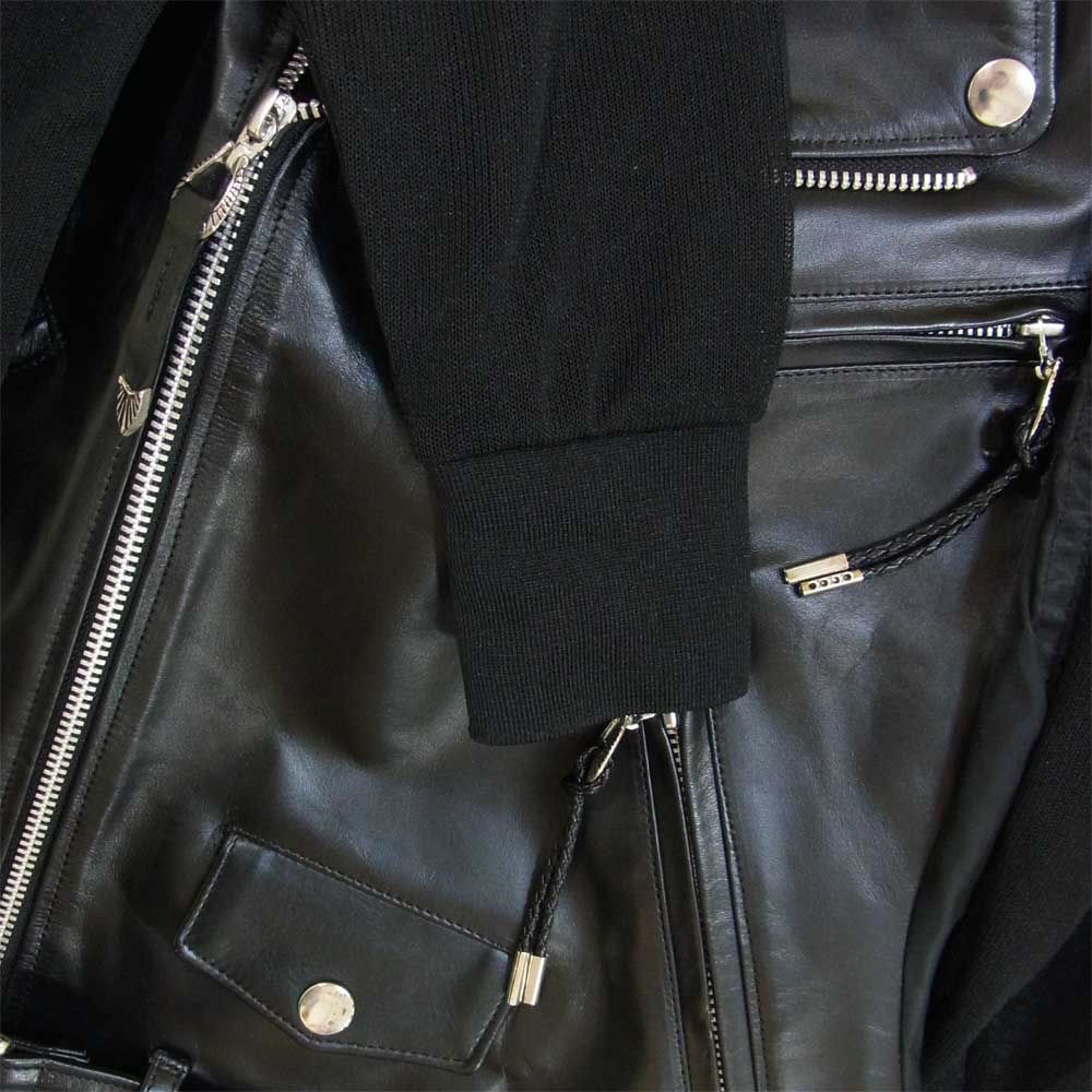 TOGA トーガ 15SS TV-FC333 カウハイド メッシュ 切替 レザー ライダース ジャケット ブラック系 44【美品】【中古】