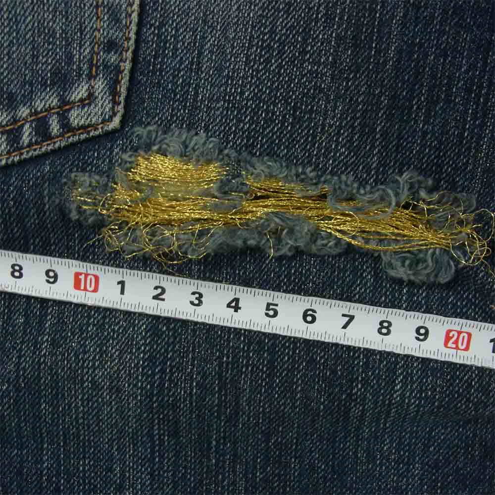 mastermind JAPAN マスターマインドジャパン MM-PA9-00-2 金糸 ダメージ加工 デニム パンツ 日本製 インディゴブルー系 M【新古品】【未使用】【中古】