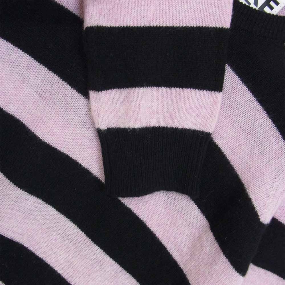 フリーシティ カシミヤ 100% ボーダー ニット セーター ブラック×ピンク系 S【美品】【中古】