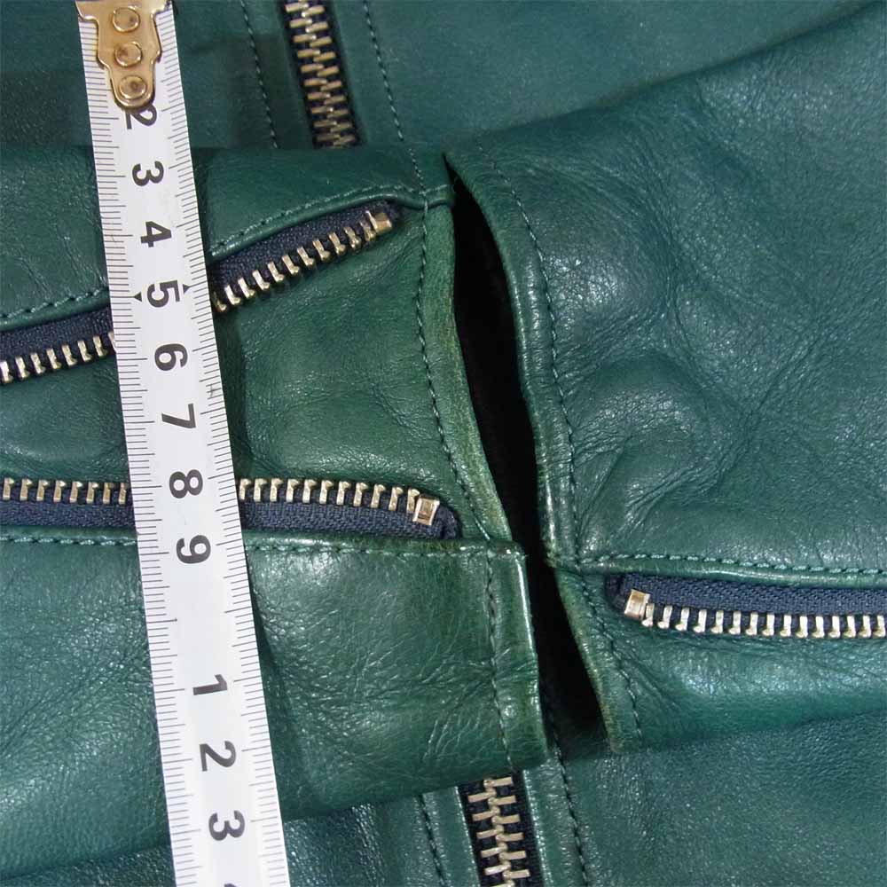 HYSTERIC GLAMOUR ヒステリックグラマー 15AW 0253LB02 ラムレザー シングル ライダース グリーン系 S【中古】