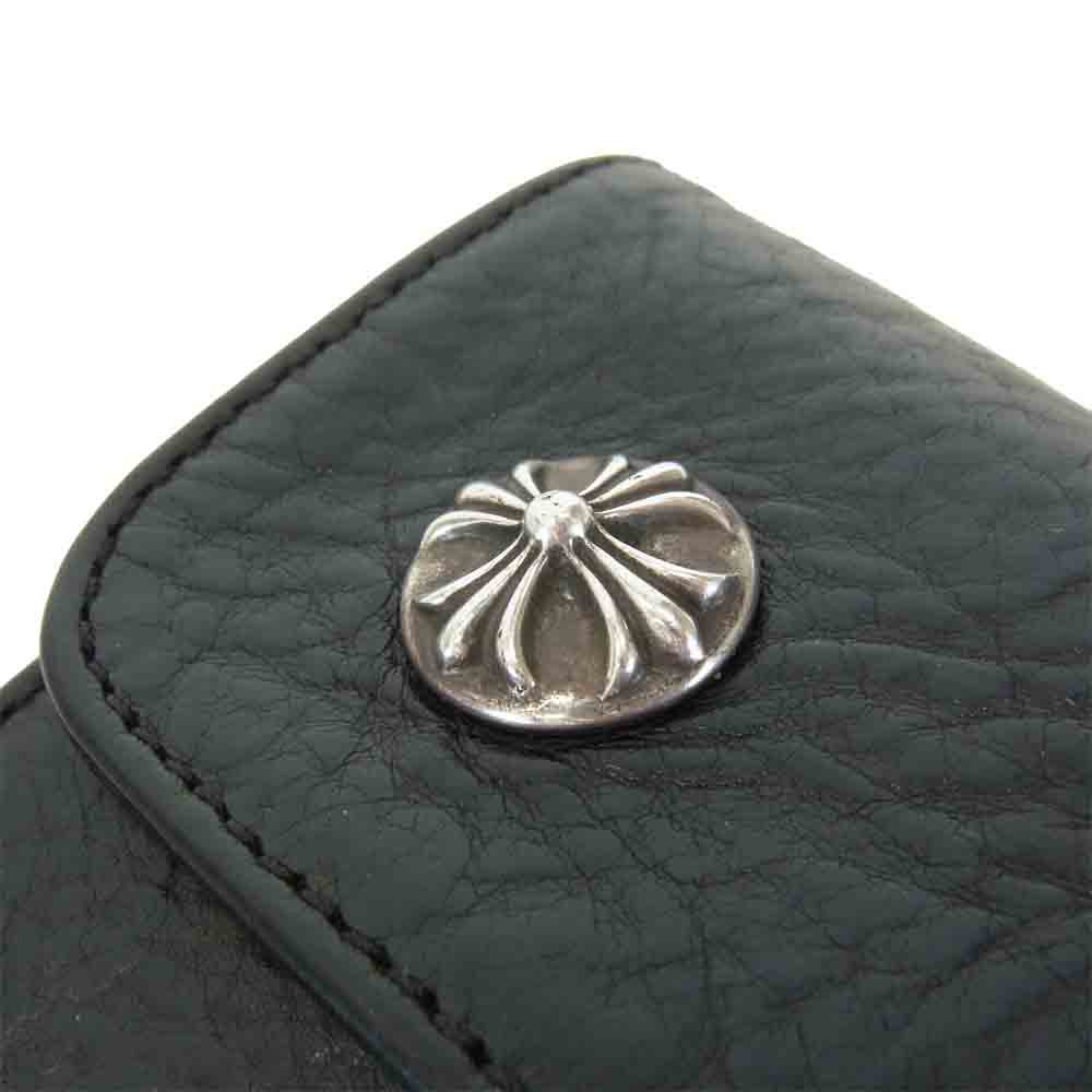 CHROME HEARTS クロムハーツ(原本無) WAVE クロスボール ボタン レザー ウォレット ブラック系【中古】