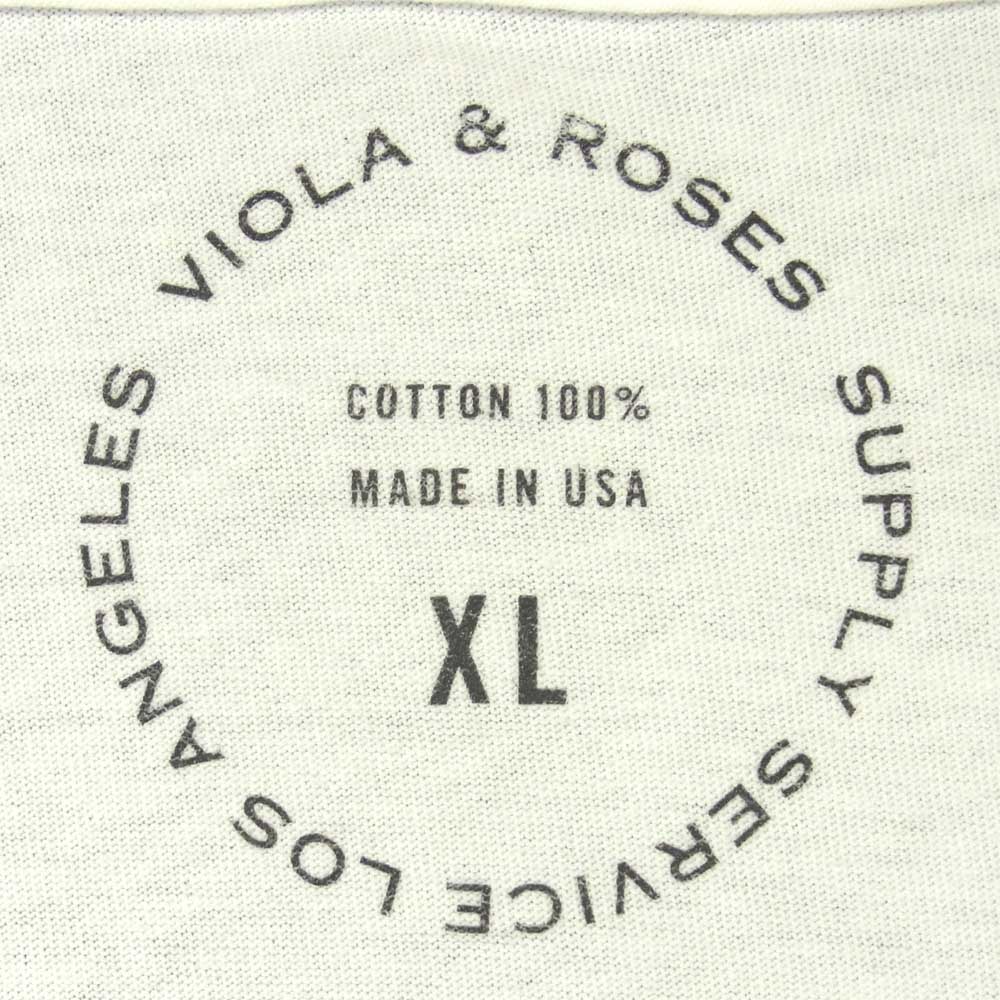 VIOLA & ROSES クルーネック コットン 半袖 Tシャツ アメリカ製 ホワイト系 XL【中古】