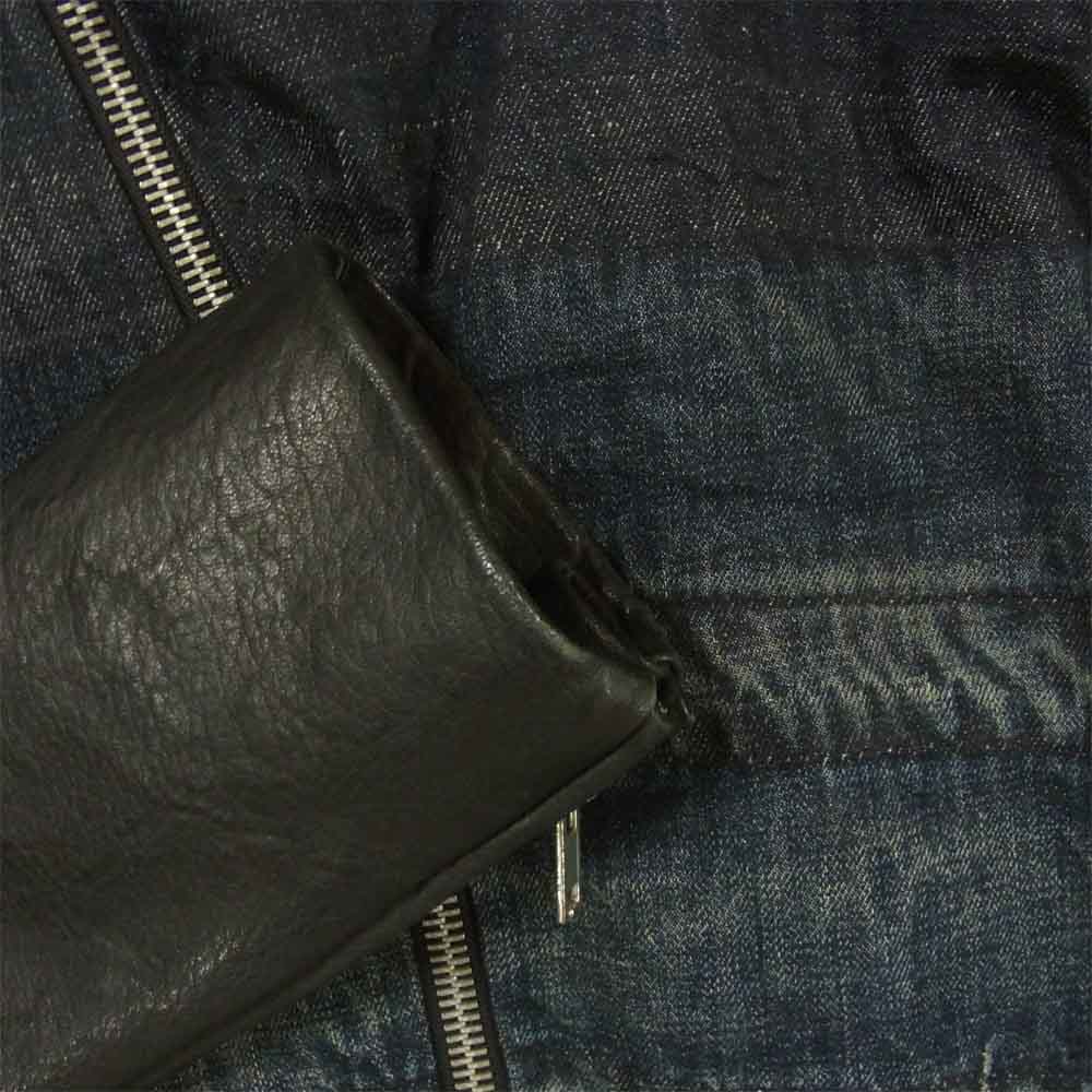 Rick Owens リックオウエンス 国内正規品 デニム 袖レザー 切替 ライダース ジャケット ブラック系 インディゴブルー系 XS【中古】