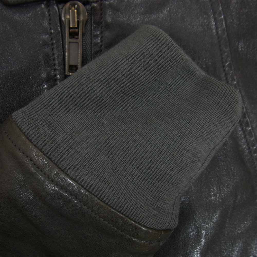Rick Owens リックオウエンス 国内正規品 カーフスキン 袖リブ シングルライダース ジャケット ダークグレー系【中古】