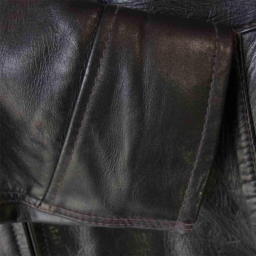 ワイツーレザー 20周年限定 茶芯 VINTAGE PONY ポニーハイド 襟付き シングル ライダース ブラック系 42【美品】【中古】