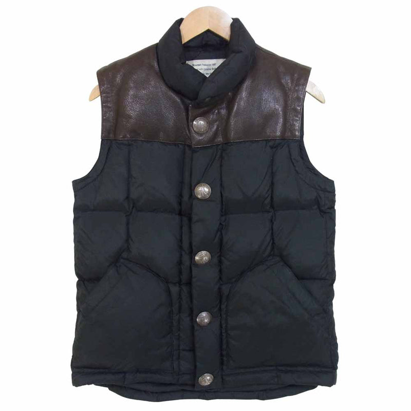 MOUNTAIN RESEARCH マウンテンリサーチ MTR-1057 Vest With Concho Buttons ゴートレザー コンチョ  ダウン ベスト ブラック系 M【中古】