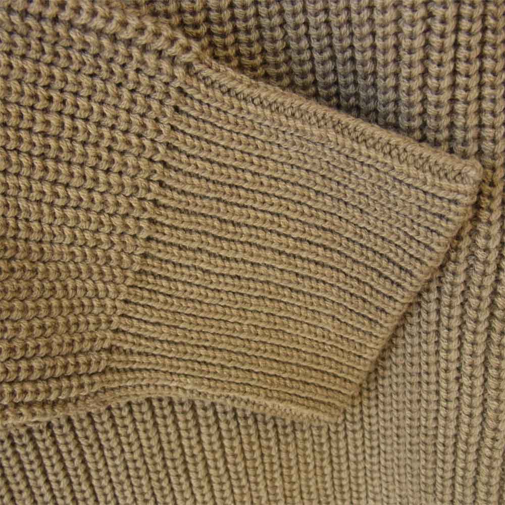 NEIGHBORHOOD ネイバーフッド 21SS 211FUNH-KNM01 SAVAGE . CREW / CA-KNIT LS ダメージ加工 ホール デザイン オーバーサイズ クルーネック ニット カーキ系 M【新古品】【未使用】【中古】