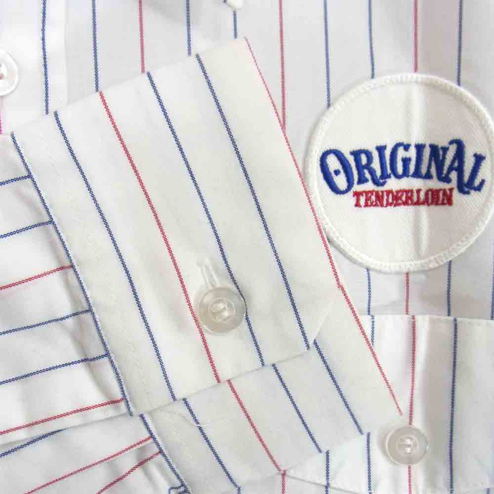 TENDERLOIN テンダーロイン T-WORK SHT ワッペン ストライプ 長袖 シャツ ホワイト系 S【中古】