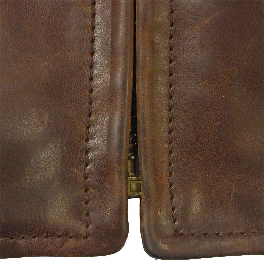 AERO LEATHER エアロレザー HALF BELT HORSEHIDE ハーフ ベルト ホースハイド ライダース エアロ立ち ジャケット ブラウン系 36【中古】