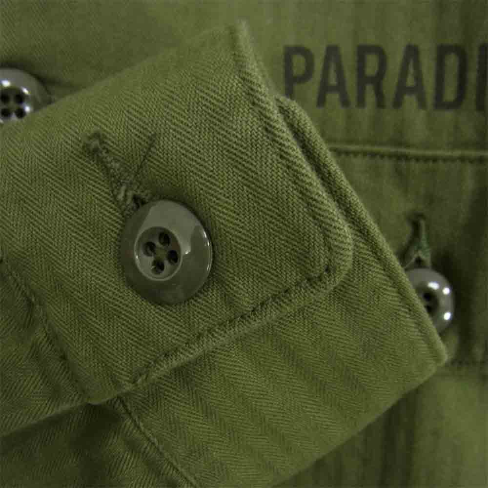 WACKO MARIA ワコマリア ARMY SHIRT (TYPE-1) ヘリンボーン アーミー シャツ カーキ系 L【中古】