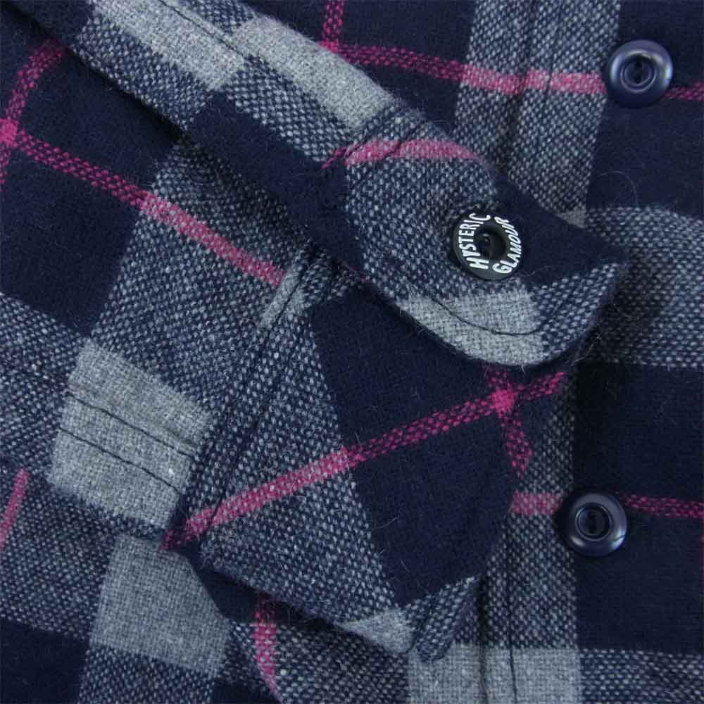 HYSTERIC GLAMOUR ヒステリックグラマー 0224AH06 ウール ネルシャツ ネイビー系 S【中古】