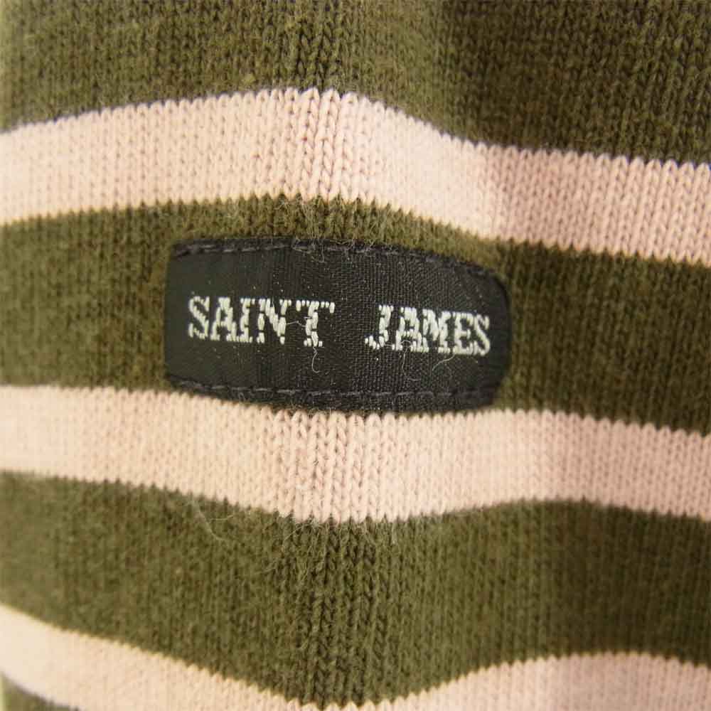 SAINT JAMES セントジェームス OUESSANT BORDER ウエッソン ボーダー カーキ×ピンク 40【中古】